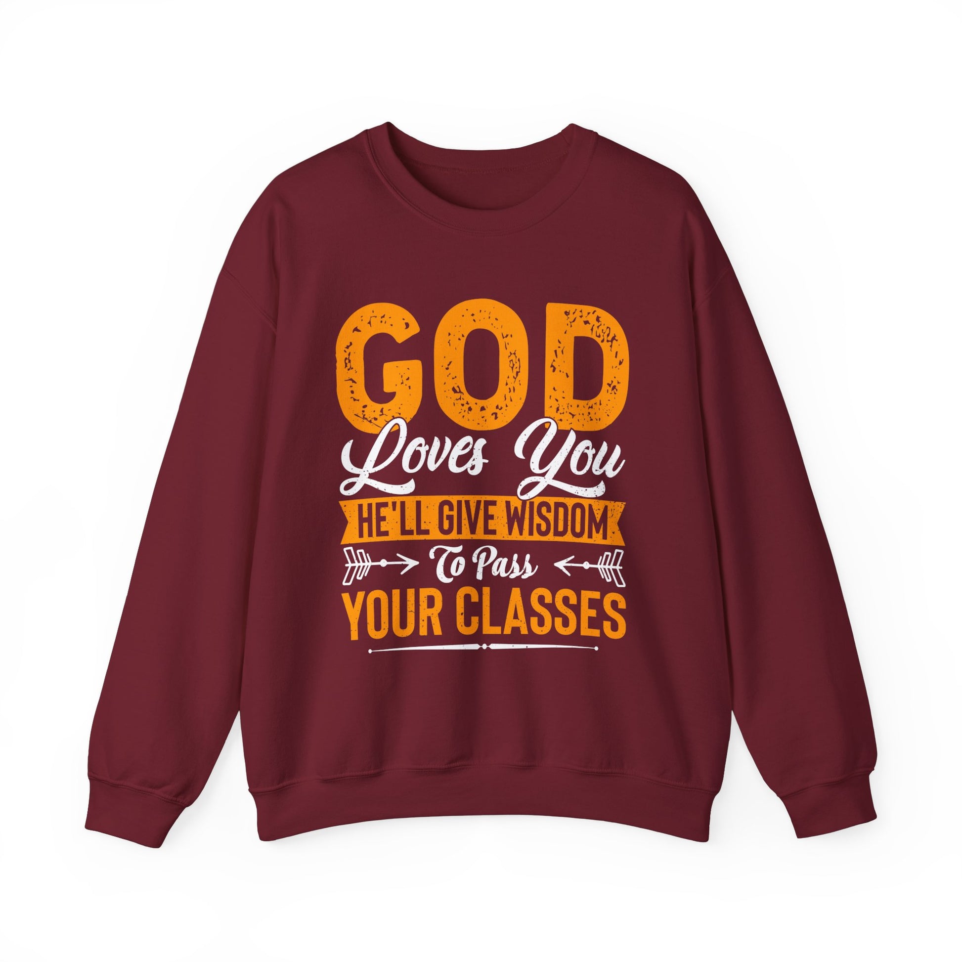 God Loves You, He'll Give Wisdom To Pass Your Classes - Unisex Heavy Blend™ Crewneck Sweatshirt