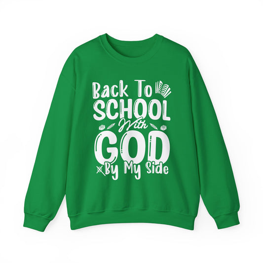 Back To School With God On By Side - Unisex Heavy Blend™ Crewneck Sweatshirt