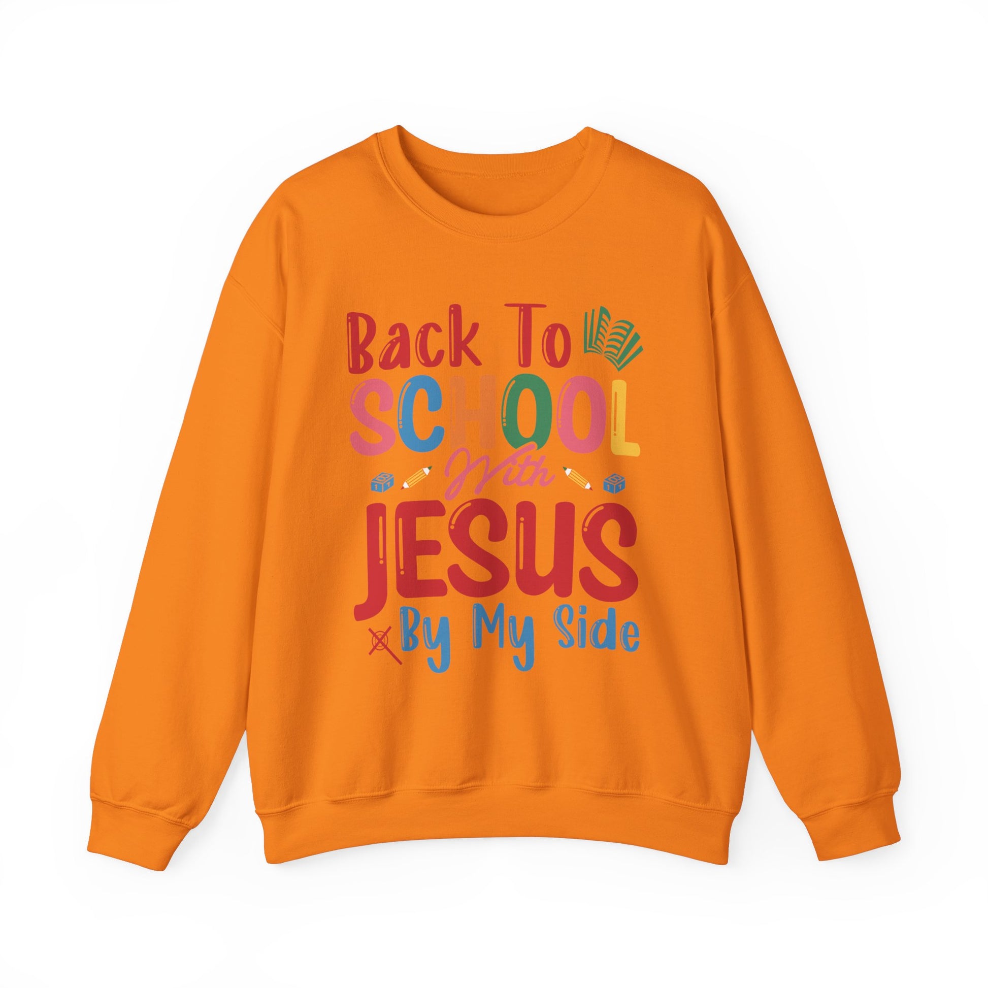 Back To School With Jesus On By Side - Unisex Heavy Blend™ Crewneck Sweatshirt