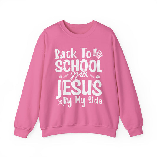 Back To School With Jesus On By Side - Unisex Heavy Blend™ Crewneck Sweatshirt