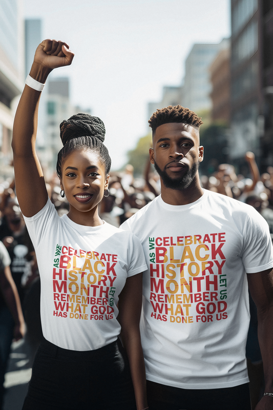 As We Celebrate Black History Month Let Us Remember What God Has Done For Us - Unisex Tee