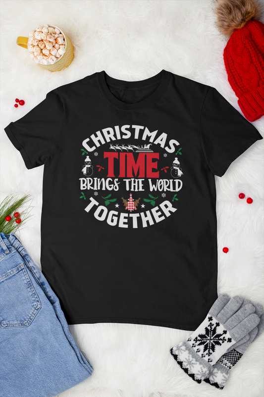 Christmas time Brings The World Together - Unisex Tee